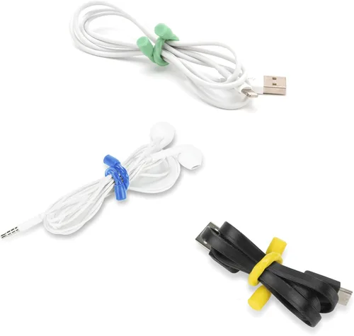 Miniatura 6 de 20 bridas de silicona para cables, reutilizables, de goma, flexibles, con núcleo de acero, para agrupar y sostener, ataduras multiusos