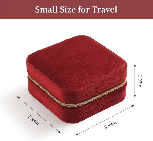 Miniatura 5 de CASEGRACE Joyero de viaje, joyero de terciopelo de felpa, pequeño organizador de viajes, exhibición, anillos, collares, pulseras, aretes, estuche