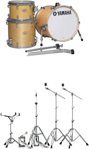 Batería Yamaha Stage de 5 piezas, a medida, de abedul, con tambor de pedal de 20", color natural, Madera natural