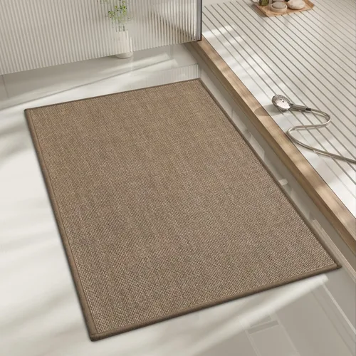 chakme Alfombras de Baño 24x17, Alfombra de Baño Ultra Delgada Antideslizante Pequeña de Secado Rápido Absorbente para Piso de Baño, (Beige Oscuro,