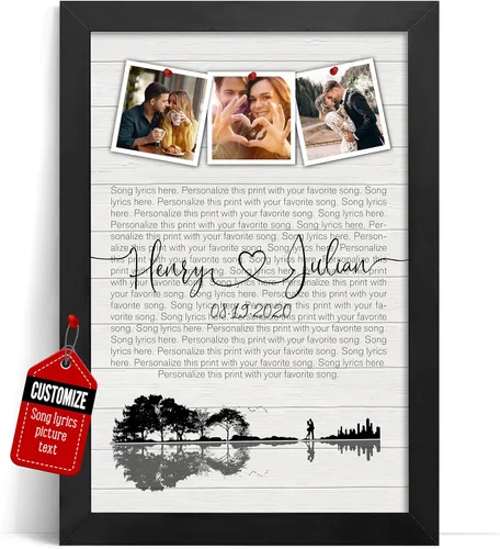 Miniatura 39 de VICILO Póster personalizado con letras de canciones, lienzo para decoración de pared, acordes de canción perfecta, regalo de aniversario de un año