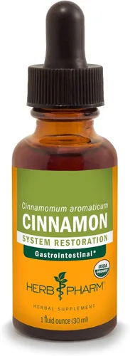 Herb Pharm Extracto líquido de canela: Corteza de canela orgánica certificada para apoyo del sistema gastrointestinal y digestivo, sin gluten,