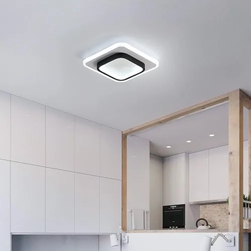 Miniatura 2 de Lámpara de techo LED de 22 W, moderna lámpara de techo, blanco frío, 6500 K, 9.5 pulgadas, cuadrada, cerca de luces de techo para dormitorio