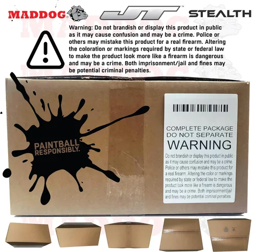 Miniatura 8 de Maddog JT Stealth Paintball Gun Marker and Accessory Starter Packages [CO2] Marker, 20oz CO2 Tank, Mask, Hopper, Pods, Harness & Protective Gear