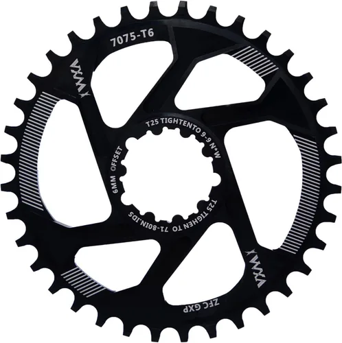 Miniatura 6 de YBEKI Plato estrecho ancho 30T-38T – CNC 7075-T6 aluminio MTB para SRAM GXP/XX1/X01 (desplazamiento de 0.118 in/0.236 in) Diseño de diente