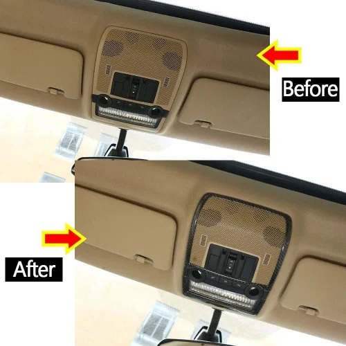Miniatura 2 de Pegatinas de marco de luz de lectura de techo de fibra de carbono suave para BMW X5 E70 X6 E71 2008-2013 (fila delantera)