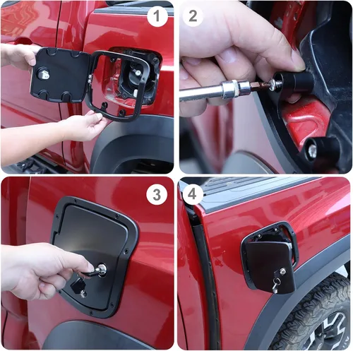 Miniatura 5 de HAPPYHORSE Tapa de Repuesto para Tanque de Combustible con Cerradura Antirrobo Compatible con Toyot@ Tacoma 2016-2022 Tapa Decorativa de Llenado