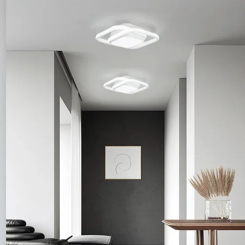 Miniatura 8 de Lámpara de techo LED con sensor de movimiento de 12.6 pulgadas para interiores, 36 W 6000 K, lámpara de techo blanca de montaje empotrado moderna