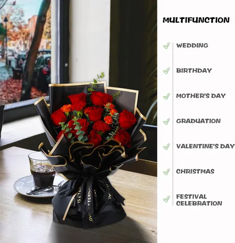 Miniatura 3 de Papel de regalo floral coreano - 15 hojas impermeables de envoltura de flores para ramos y regalos