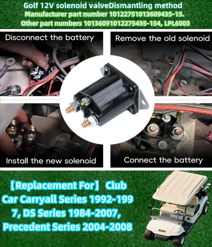 Miniatura 2 de Solenoide de arranque de coche Club de 12 V, solenoide de carrito de golf a gas para Club Car 1984 en adelante DS/04+ precedente solenoide de gas