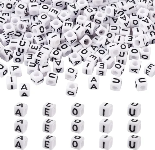 Miniatura 24 de FASHEWELRY 300 cuentas cúbicas de acrílico con números cuadrados mezclados del 0 al 9, cuentas de acrílico blanco de 0.236 x 0.236 pulgadas