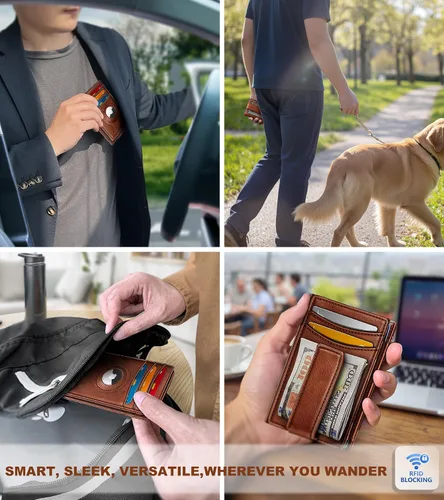 Miniatura 6 de BULLIANT Billetera Airtag para hombre, delgada con clip para dinero, cierre magnético, 12 tarjetas en el bolsillo frontal, bloqueo RFID