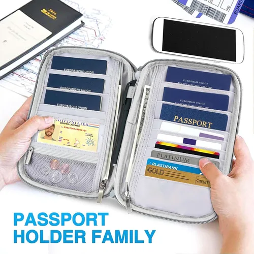 Miniatura 5 de Cartera para pasaporte familiar para mujer, con bloqueo Rfid para pasaporte, carteras de primera calidad esenciales de viaje, bolsa impermeable