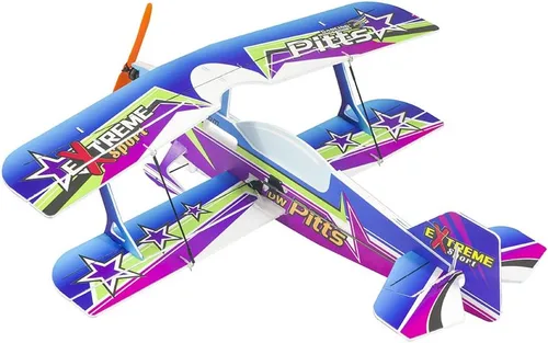 Miniatura 3 de Kit de Avión RC Mini Viloga PP Avión de Espuma, Kit de Modelo Biplano Acrobático 3D Pitts de 450mm de Envergadura para Construir para Adultos, Avión