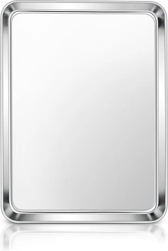 Miniatura 28 de E-far Mini bandeja para horno tostador, bandeja para hornear galletas de acero inoxidable de 9.4 x 7.3 pulgadas, bandeja pequeña de metal no tóxico