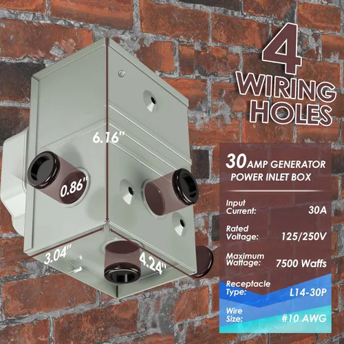 Miniatura 5 de CircleCord Cable de Extensión para Generador de 4 Clavijas de 25 Pies 30 Amperios y Caja de Entrada con Conector de Bloqueo, Servicio Pesado NEMA