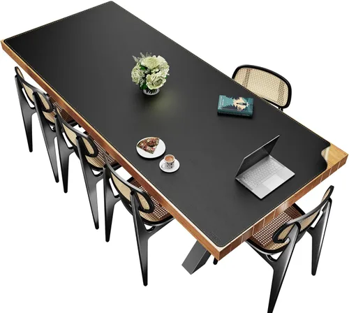 Miniatura 51 de MAIDERN Cubierta de mesa estrecha de 39.4" x 7.9", tapete reversible de cuero y corcho para mesa consola, protector de mesa largo y delgado