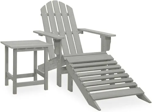 Grand Fauteuil de Jardin Adirondack Démontable con mesa otomana y otomana y macizo Bois de Sapin Gris para patio, terraza, jardín, cómodo y duradero