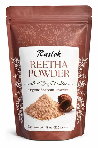 Raslok Soapnut/Aritha/Reetha Powder para el cuidado del cabello | Natural | Sin conservantes ni aditivos añadidos (8 oz)