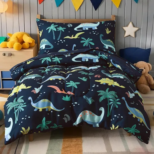 Miniatura 14 de PHF Juego de ropa de cama infantil de 4 piezas, ultra suave, incluye edredón, sábana bajera, sábana encimera y funda de almohada para niños y niñas