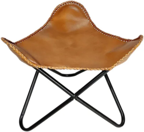 Miniatura 35 de Pie plegable de mariposa de cuero Acento de salón, camping, caminar, caza, senderismo, pesca, viajes (beige)