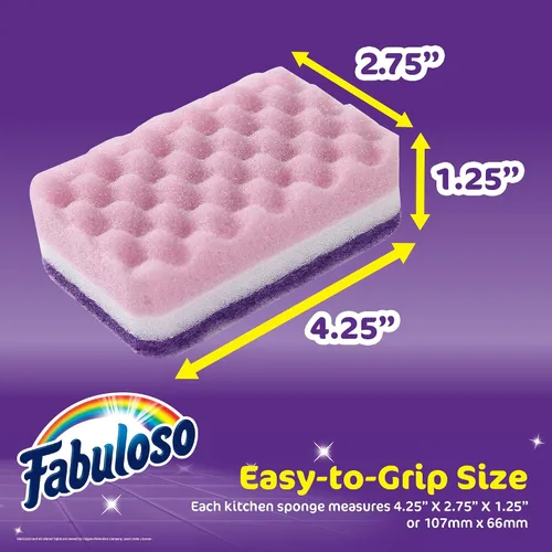 Miniatura 5 de Esponjas Fabuloso, Púrpura - Limpiador sin arañazos para platos y superficies - Esponja para lavar platos para una experiencia de limpieza audaz
