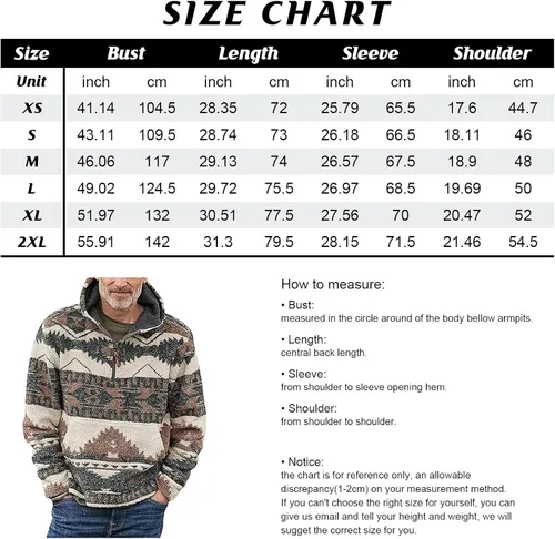 Miniatura 6 de chouyatou Sudadera con capucha para hombre con estampado azteca tribal con cremallera de 14