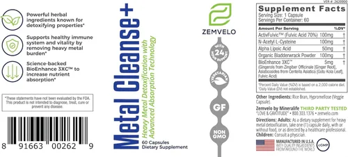 Miniatura 3 de Metal Cleanse+ - Apoya la desintoxicación Promueve un sistema inmunológico saludable Defiende contra los metales pesados Suministro para 60