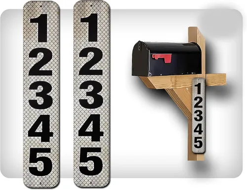 Miniatura 17 de Curb N Sign - Placas de números para buzón – 3 x 10 pulgadas hechas de aluminio reflectante de alta calidad – Números de buzón súper reflectantes