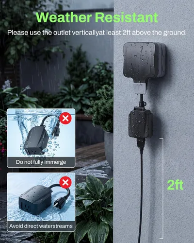 Miniatura 6 de BN-LINK Temporizador de luz mecánico para exteriores de 24 horas, impermeable, resistente, 15 A 1/2 HP, 1 toma de temporizador con conexión a tierra
