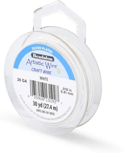 Miniatura 133 de Artistic Wire, alambre para manualidades de calibre 22 bañado en plata, resistente a las manchas, color cobre, blanco, 9,1 m