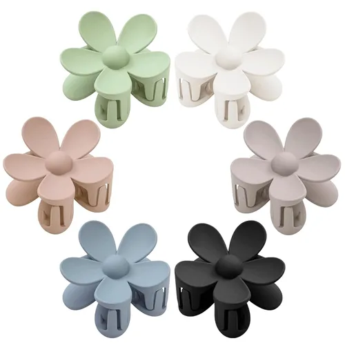 Miniatura 9 de 6 pinzas para el cabello de flores, pinzas de margarita, pinzas de garra grandes mate, pinzas de sujeción fuerte, accesorios para cabello grueso, 6