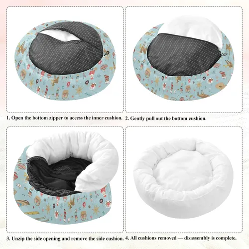 Miniatura 7 de Wudan Pet Cat Beds Relieve Stress Fluffy Puppy Beds for Small Size Pets Supplies M Christmas Decor