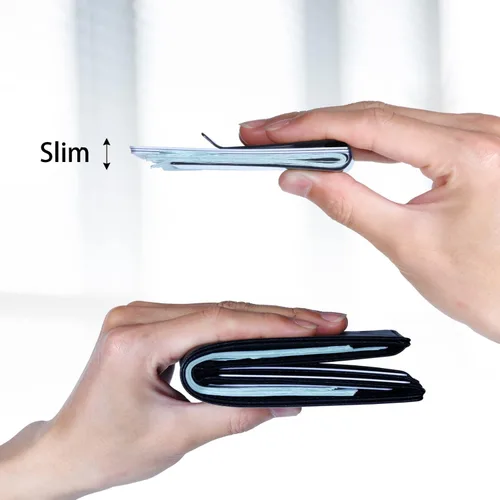 Miniatura 5 de Travelambo Cartera de bolsillo frontal con clip de fibra de carbono para dinero, cartera minimalista delgada para tarjetas de crédito
