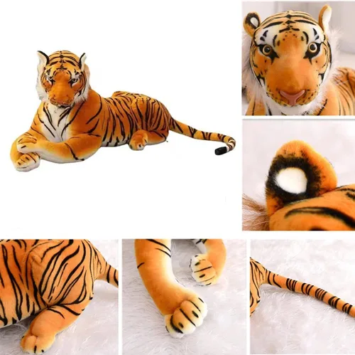 Miniatura 5 de GracesDawn Animales de peluche, tigre de 26.8 pulgadas (incluyendo el tamaño de la cola), gato de peluche para temática de la selva, decoración