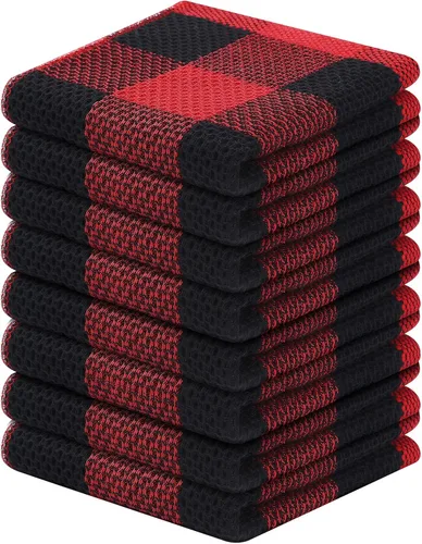 Miniatura 12 de Homaxy Paños de cocina 100% algodón, tejido gofre a cuadros, 12 x 12 pulgadas, toallas para platos súper suaves y absorbentes, de secado rápido