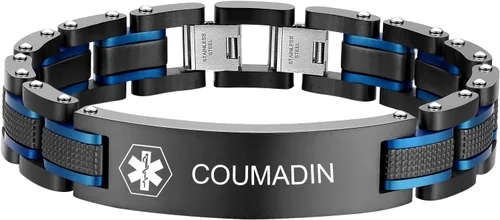 Miniatura 5 de Pulsera de los hombres grabados de encargo de la identificación médica de la alarma