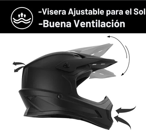 Miniatura 3 de XFMT - Juego de casco DOT de cara completa con gafas y guantes para motocross, cuatrimoto y vehículos todoterreno para niños y jóvenes, diseño negro