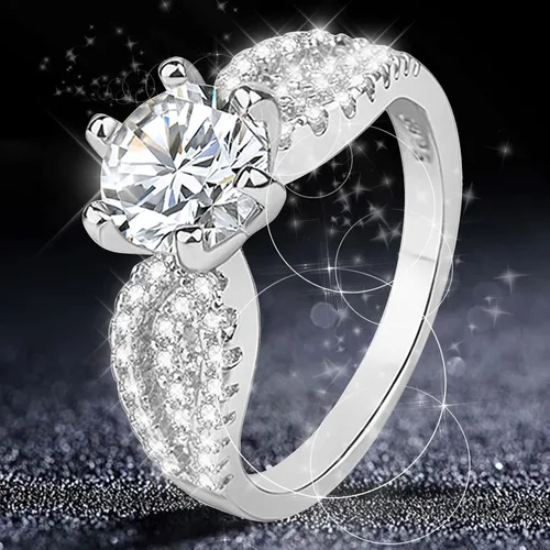 Miniatura 4 de Anillo de plata de diamante de lujo, anillo de compromiso, anillo de boda, anillo de circonita, joyería para tu princesa