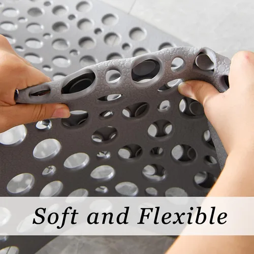 Miniatura 5 de Tiamo Tapete TPE para bañera y ducha, tapete grande de 35 x 16 pulgadas, antideslizante, lavable a máquina con agujeros de drenaje, ventosas