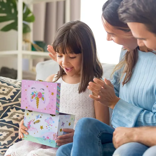 Miniatura 7 de Jewelkeeper Caja de música de unicornio y juego de joyas para niñas pequeñas 3 regalos de unicornio para niñas caja de joyería de unicornio