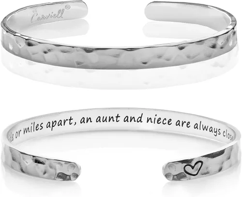 Miniatura 100 de Carviell Pulseras grabadas para mujer, inspiradoras, amistad, amor, mamá, hija, hermana, cristiana, graduación, conmemoración y regalos de boda, más