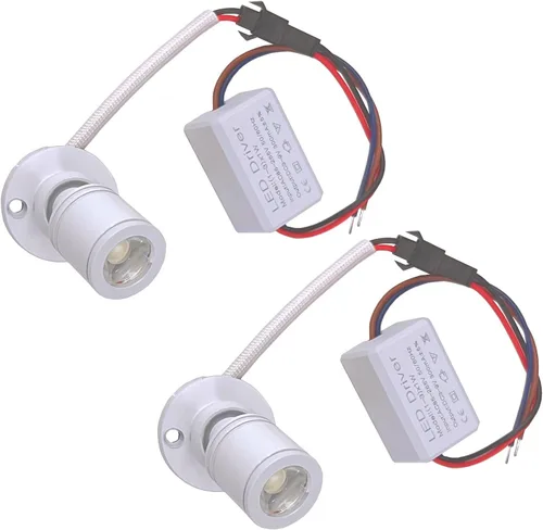 Miniatura 8 de 2 paquetes de mini focos de 3 W, AC 110V 220V, luces empotradas para techo, para exhibición en vitrina y debajo del gabinete, luz blanco cálido 3000