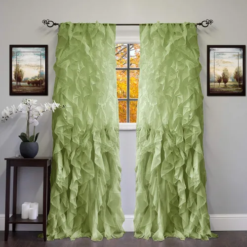 Miniatura 9 de Sweet Home Collection Paquete de 2 Paneles de Ventana Cortinas de Gasa Transparente con Volantes Verticales en Cascada Gris