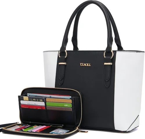 Miniatura 2 de YZAOLL Monederos para mujer de piel sintética mediana con bolsa de muñeca a juego