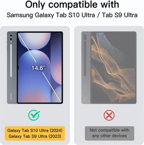 Miniatura 2 de JETech Funda para Samsung Galaxy Tab S10 Ultra/Tab S9 Ultra de 14.6 pulgadas, funda protectora translúcida con soporte de tres pliegues en la parte