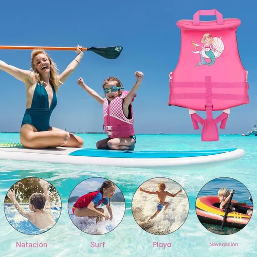 Miniatura 5 de Chriffer Chaleco de natación para niños de 20 a 70 libras, cremallera fácil de poner y quitar, chaquetas de natación para 2, 3, 4, 5, 6, 7, 8 años