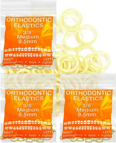 Miniatura 10 de Bandas elásticas de látex ámbar 3 paquetes 300 unidades 3/16pulgadas 4.8mm HEAVY Bandas elásticas intraorales Unimedic Bandas de goma dentales