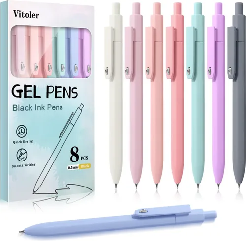 Miniatura 13 de Vitoler - Bolígrafos de gel bonitos, paquete de 8 bolígrafos de punta fina de 0.020 in con juguetes antiansiedad, de secado rápido For Women, For
