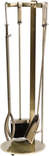 Miniatura 10 de Modern Ember Knoll - Juego de herramientas para chimenea en color negro, incluye cepillo, pala, póker de fuego, pinzas y soporte, construcción